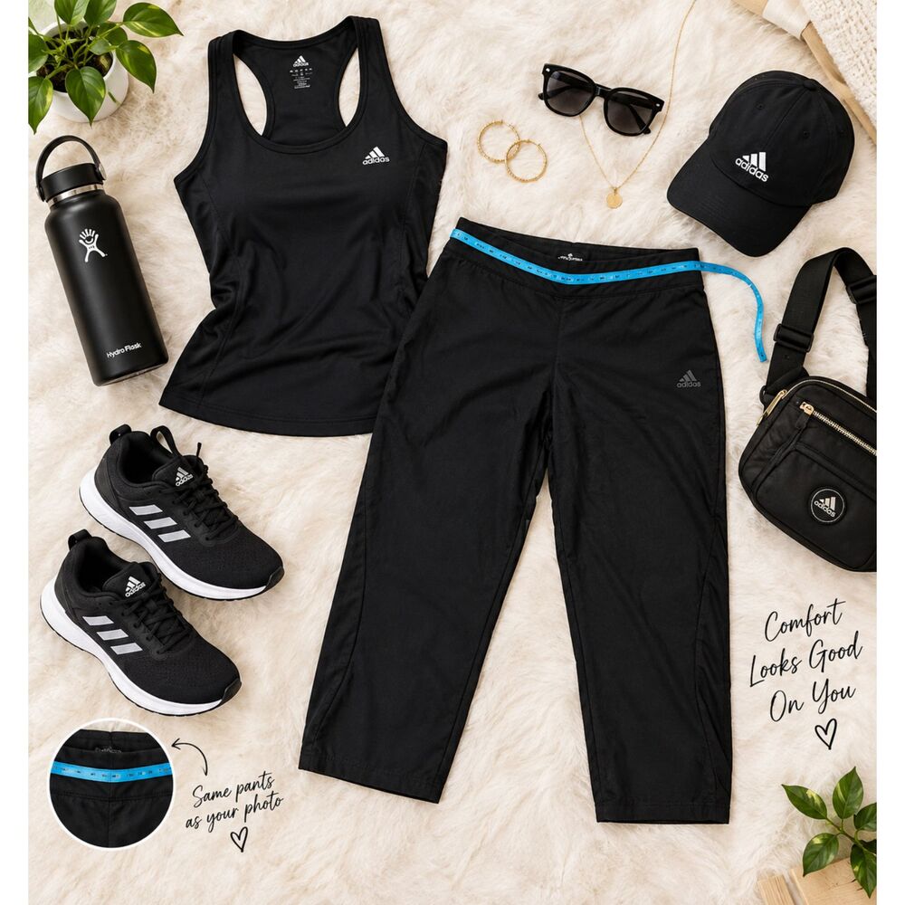 Adidas Women’s XL Black Capri Athletic Pants Mid-Calf Workout Running Activewear